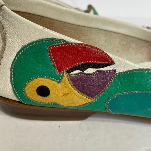 Parrot Loafers 5 Vintage Rainbow Leather Patchwork Green Hokus Pokus Bird - Picture 6 of 13